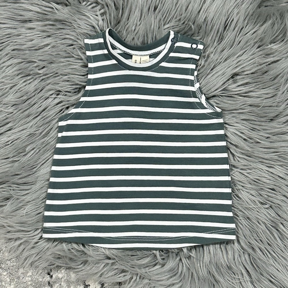 Gray Label Infant Nearly‎ Blue Grey & White Stripe Tank Size 3-6 Months